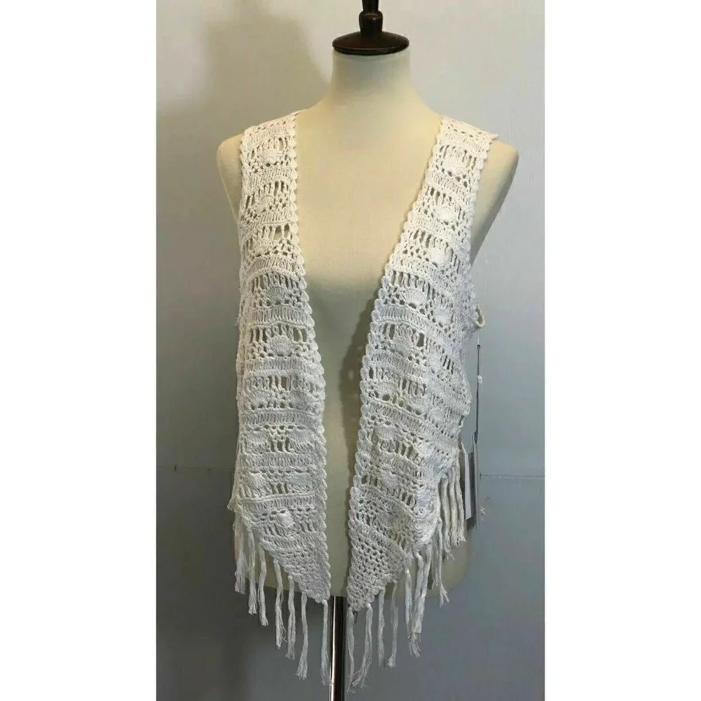 O'Neill Women's Winona White Crochet Fringe Vest S - Picture 6 of 8